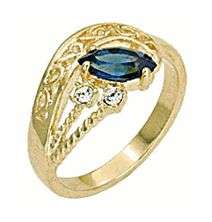 STRIKING SAPPHIRE RING!!! - CZ DIAMONDS&SAPPHIRE SET IN 18K YELLOW GOLD GP SIZE 5