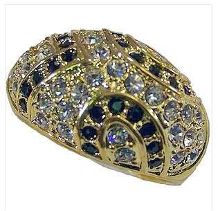 STRIKING SAPPHIRE RING!!! - CZ DIAMONDS&SAPPHIRE SET IN 18K YELLOW  GOLD GP size 9