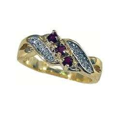 ELEGANT GARNET DIAMOND RING!!! - CZ DIAMONDS&GARNETS SET IN 18K YELLOW GOLD GP size 6