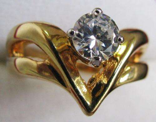 SLEEK SOLITAIRE!!! - CZ DIAMONDS SET IN 18K YELLOW GOLD GP