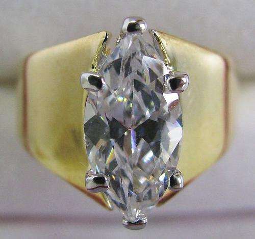**^THE R1 STAND!!!^**MASSIVE MARQUISE CUT!!! - CZ DIAMOND SET IN 18K YELLOW GOLD GP