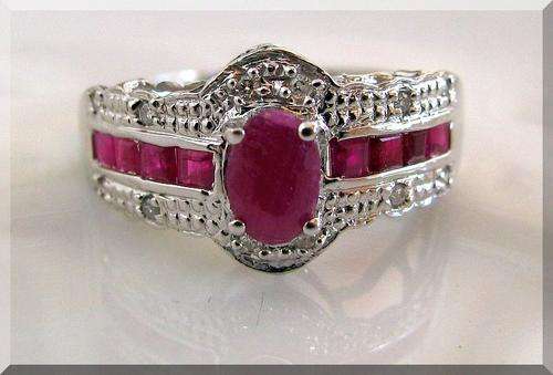 SOLID GOLD!!!.. ELEGANT NATURAL RUBIES AND DIAMONDS SET IN 10K SOLID GOLD