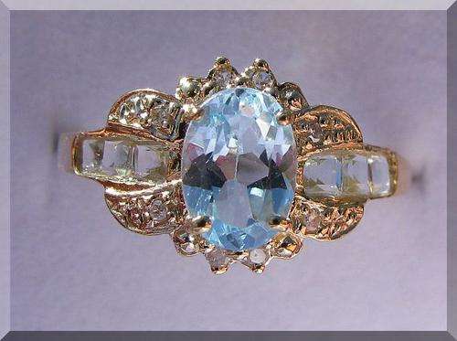 DELICIOUS BLUE TOPAZ .....NATURAL GEMS SET IN 10k SOLID GOLD