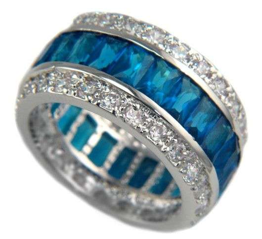 4.60TW PERSIAN EMERALD CUT ETERNITY BAND RING SIZE 4