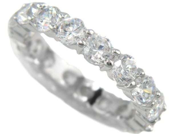 **50% REDUCED SHIPPING!**3.40CTW PRECIOUS ROUND CUT 18K WHITE GOLD BONDED ETERNITY RING size 5