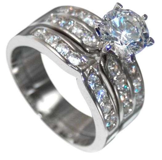 **NO RESERVE!** 3.19CTW STUNNING!!! ENGAGEMENT CHANNEL "WEDDING RING SET"!!! size 5