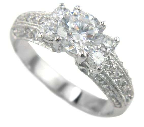 **2.17CTW BRILLIANT CUT SIMULATED DIAMOND VINTAGE STYLE ENGAGEMENT RING SIZE T1/2