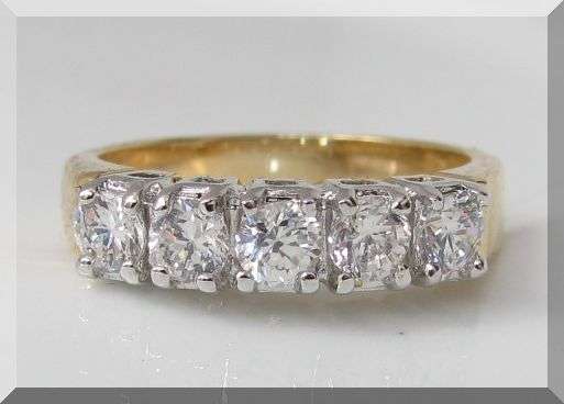 1.10CTW BRILLIANT 5 STONE ANNIVERSARY BRIDAL RING size 4