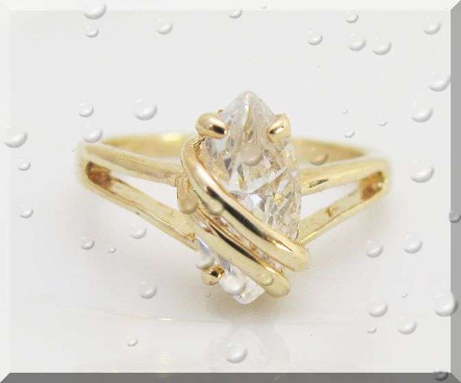 0.96CTW CZ MARVELOUS MARQUISE DIAMOND  ENGAGEMENT RING size 4 SET IN 18K  GOLD GP