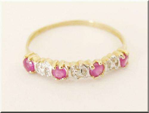 NATURAL RUBY & DIAMOND RING SET IN 10K SOLID GOLD