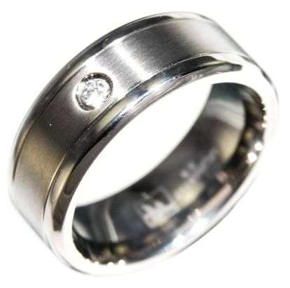 0.10CTW TITANIUM BRILLIANT DIAMOND CUT WEDDING RING SIZE 10