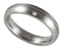 SATIN FINISH - MENS 0.03CTW STAINLESS STEEL WEDDING RING size 7