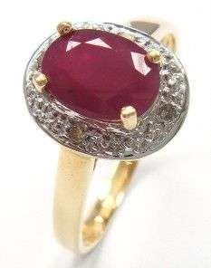 0.95CT!!! NATURAL RUBY & DIAMOND RING SET IN 10K SOLID GOLD