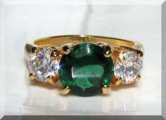 2.80CT CREATED DIAMONDS! GENUINE 18K GOLD PLATED TRILOGY BRIDAL RING size 6