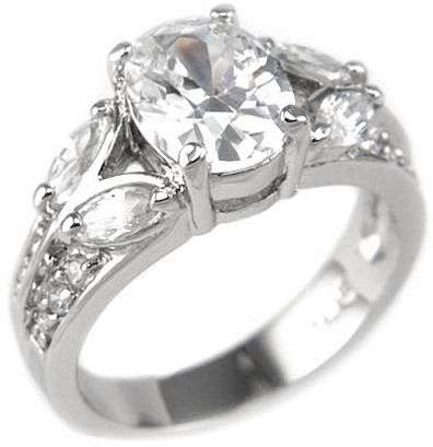 2.81CTW ROYAL JUBILEE OVAL CUT ENGAGEMENT RING CLAD IN 18K WHITE GOLD SIZE 7
