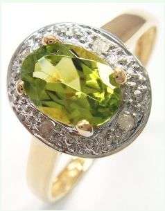 SOLID GOLD!!! 0.68 CTS NATURAL PERIDOTS AND DIAMONDS SET IN 10K SOLID GOLD