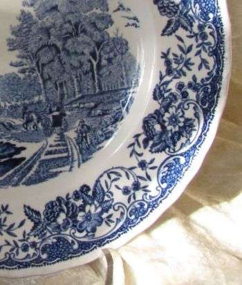 BARKER BROS:  Blue and White 'Olde England' Dinner Plate- Take a moment!