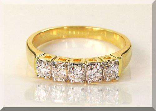 1.10CTW BRILLIANT 5 STONE ANNIVERSARY BRIDAL RING size 5