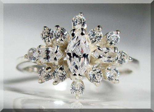 STUNNING SIMULATED DIAMONDS SET IN SOLID.925 STERLING SILVER sz10