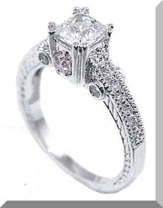1.68 CTW STUNNING PRINCESS DIAMOND CUT ENGAGEMENT RING CLAD IN 18K WHITE GOLD SIZE 6