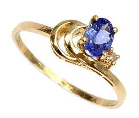 0.41CT STUNNING TANZANITE & DIAMOND 10K SOLID GOLD RING