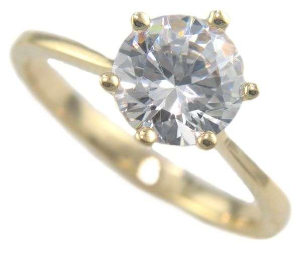 **INTL INSURED SHIPPING!**2.23CTW SOLITAIRE BRILLIANT ENGAGEMENT RING SET IN 18K YELLOW  GP SIZE 5.5
