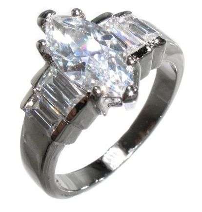 2.24CTW BRIDAL MARQUISE BAGUETTE STONE - ENGAGEMENT RING size 7