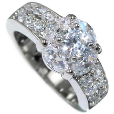 2.25 CTW MARQUISE BRILLIANTBRIDAL ENGAGEMENT RING CLAD IN 18K WHITE GOLD SIZE 8