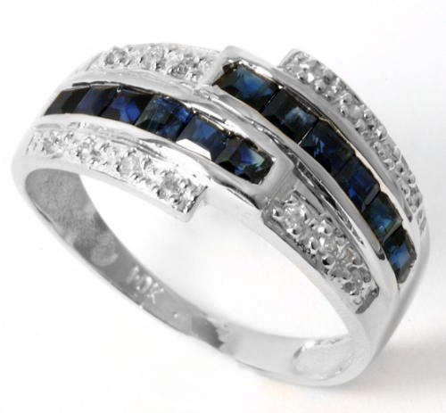 SOLID GOLD!!! NATURAL MINED SAPPHIRES & DIAMONDS IN 10K WHITE GOLD