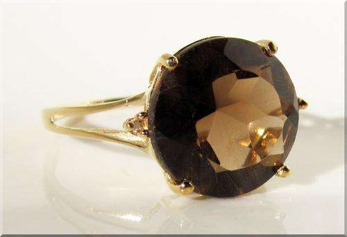 SOLID GOLD!!! HUGE 5.80CT NATURAL MINED SMOKY TOPAZ& DIAMONDS IN 10K GOLD