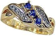 **INTERNATIONAL SHIPPING**ELEGANT SIMULATED BLUE TOPAZ& DIAMOND RING!!! -CLAD IN 18K GOLD size 6