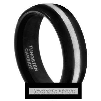 TUNGSTEN CARBIDE 2 TONE BRUSHED/BLACK WEDDING RING SIZE 12