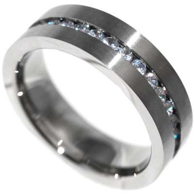 SATIN FINISH - MENS 1.50CTW TITANIUM ETERNITY STUNNER!!! WEDDING RING - SIZE 9