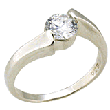 *50% REDUCED SHIPPING!**STERLING SILVER!!! ELEGANTLY STYLED SOLITAIRE IN .925 STERLING SILVER SIZE 9
