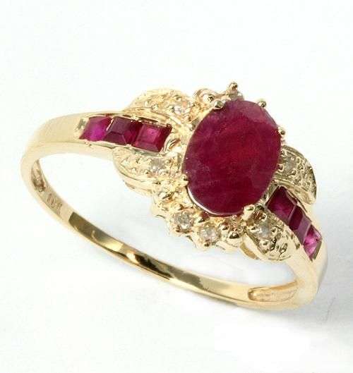 ELEGANT RUBY AND DIAMOND RING .....NATURAL GEMS SET IN 10k SOLID GOLD