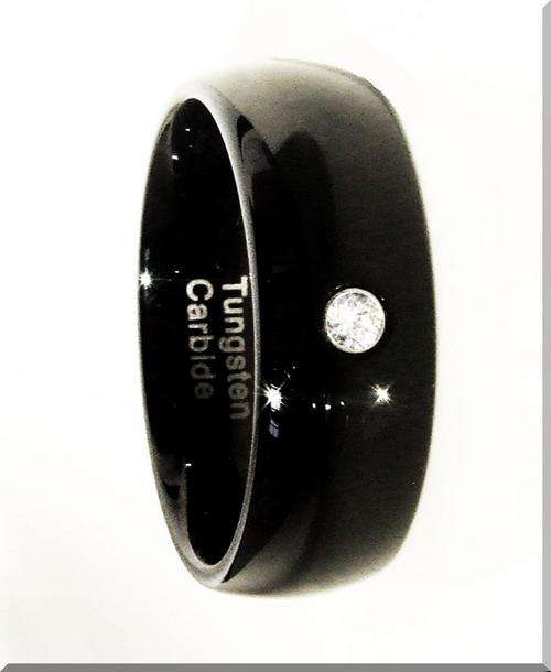 0.05CTW  SATIN BLACK TUNGSTEN CARBIDE WEDDING RING size 11