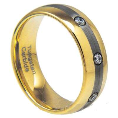 0.30CTW  STUNNING TUNGSTEN CARBIDE 2TONE GOLD/BRUSHED RING size 13