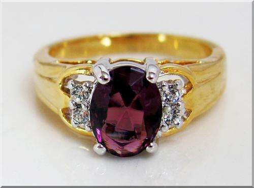 PRETTY AMETHYST RING!!! -ROUND BRILLIANT CUT CZ DIAMOND SET IN 18K WHITE GOLD GP size 9