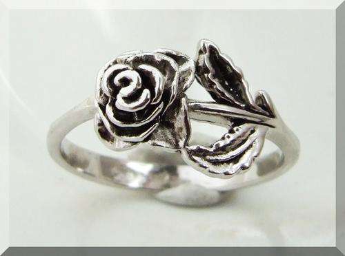STERLING SILVER!!! ELEGANTLY STYLED ROSE IN .925 STERLING SILVER SIZE 10