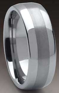 **82% REDUCED SHIPPING!**STUNNING TUNGSTEN CARBIDE 2TONE SATIN/BRUSHED RING size 7