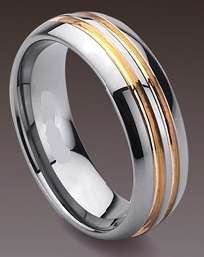 STUNNING TUNGSTEN CARBIDE 2TONE SATIN/BRUSHED RING size 9