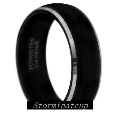 TUNGSTEN CARBIDE 2 TONE BRUSHED/BLACK WEDDING RING SIZE 12.5
