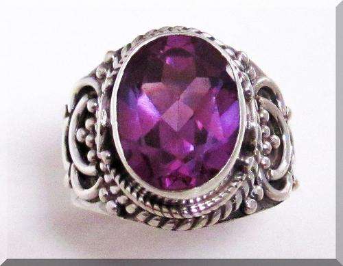 MASSIVE AND MAJESTIC!!! 4CT GENUINE NATURAL AMETHYST!!! SET IN SOLID STERLING SILVER RING size 8