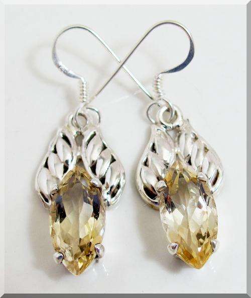 ANTIQUE STYLE CITRINE EARRINGS!!! SET IN SOLID STERLING SILVER