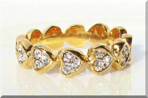 0.72CT HEARTZ OF GOLD 18K GOLD CLAD ETERNITY RING size 4