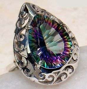 MAJESTIC MYSTIC TOPAZ!!! 4 CT SET IN SOLID STERLING SILVER RING size 7.5