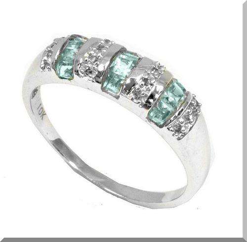 **75% REDUCED SHIPPING!**SOLID STERLING SILVER RING SET WITH BLUE TOPAZ AND 16 DIAMONDS SIZE 7