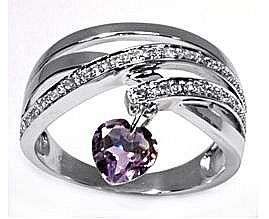 HEART AMETHYST SET IN STUNNING SOLID STERLING SILVER RING size 7