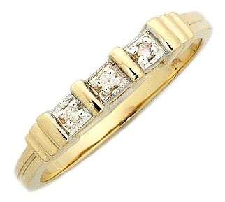 NATURAL DIAMOND TRILOGY RING SET IN 9K SOLID GOLD!!! CERTIFICATE INCLUDED!!!