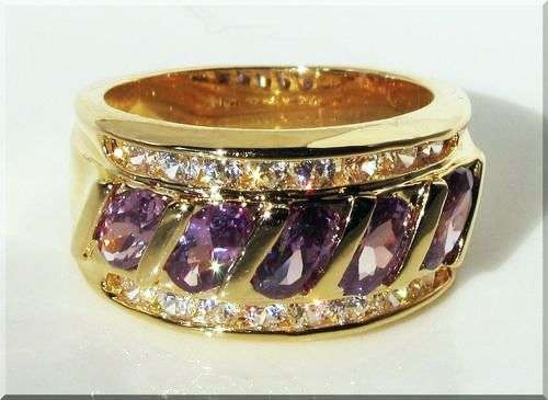 STUNNING AMETHYST RING!!! -ROUND BRILLIANT CUT CZ DIAMOND SET IN 18K WHITE GOLD GP size 4